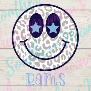 Rams Smiley Face Sublimation PNG File Instant Download