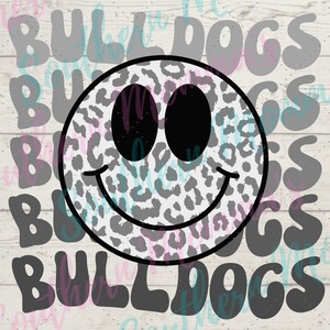 Bulldogs Wavy Font Smiley Face PNG Sublimation Download File