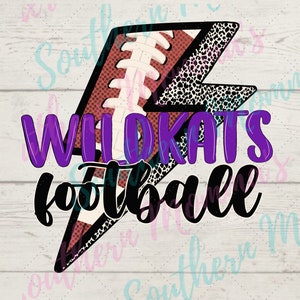 Wildkats Football Lightening Bolt Sublimation ARCHIVO PNG