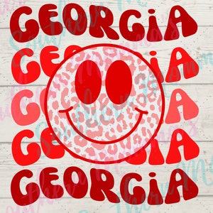 Georgia Wavy Ombré Smiley Face Sublimacja PNG Plik