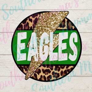 Eagles Leopard Print Lightening Bolt Circle Sublimation PNG File