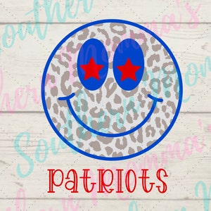 Patriots Smiley Face Sublimation PNG File