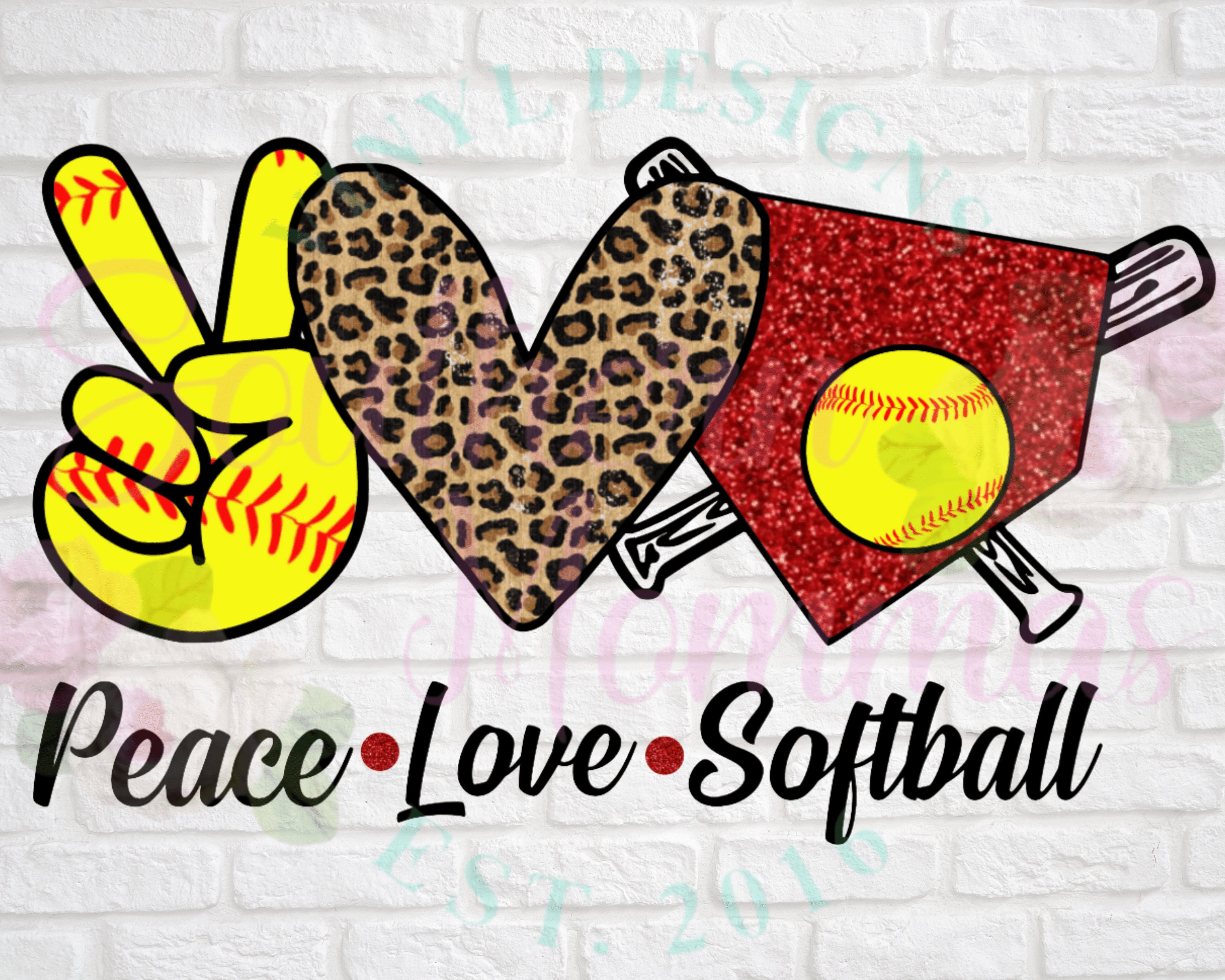 Peace Love Softball Digital PNG Sublimation Download Etsy