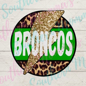 Broncos Leopard Print Lightening Bolt Sublimation PNG File