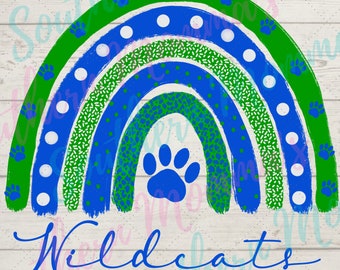 Wildcats Rainbow Sublimation Design Leopard Design PNG Sublimation ...