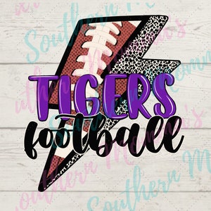 Tigers Football Lightening Bolt Sublimation PNG File