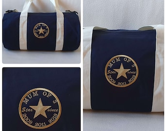 Navy duffel bag size XL embroidered and personalized