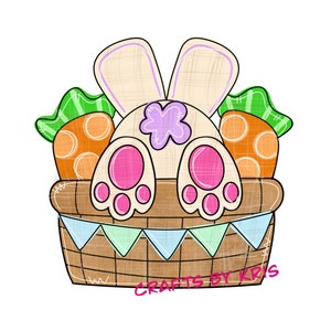 Template & SVG *DIGITAL FILE* - Easter basket door hanger template for makers, Easter bunny template, Easter template, bunny template