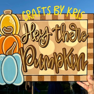 READY TO SHIP Pumpkin stack door hanger, pumpkin door hanger, hello pumpkin door hanger, fall decor, pumpkin stack, hey pumpkin