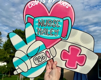 Nurse door hanger, doctor door hanger, Health Care door hanger, school nurse sign, nurse gift, nurse appreciation, nurse practitioner sign