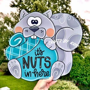 IN STOCK Fall door hanger, autumn door hanger, squirrel door hanger, welcome fall, hello fall door hanger, nuthouse decor, fall decor