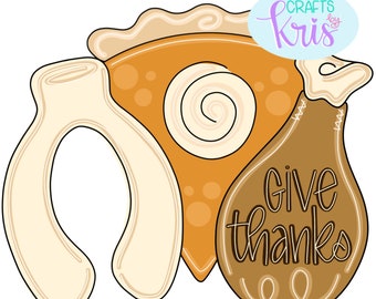 Template & SVG *DIGITAL FILE* - Thanksgiving door hanger template for makers, give thanks door hanger template, turkey door hanger template