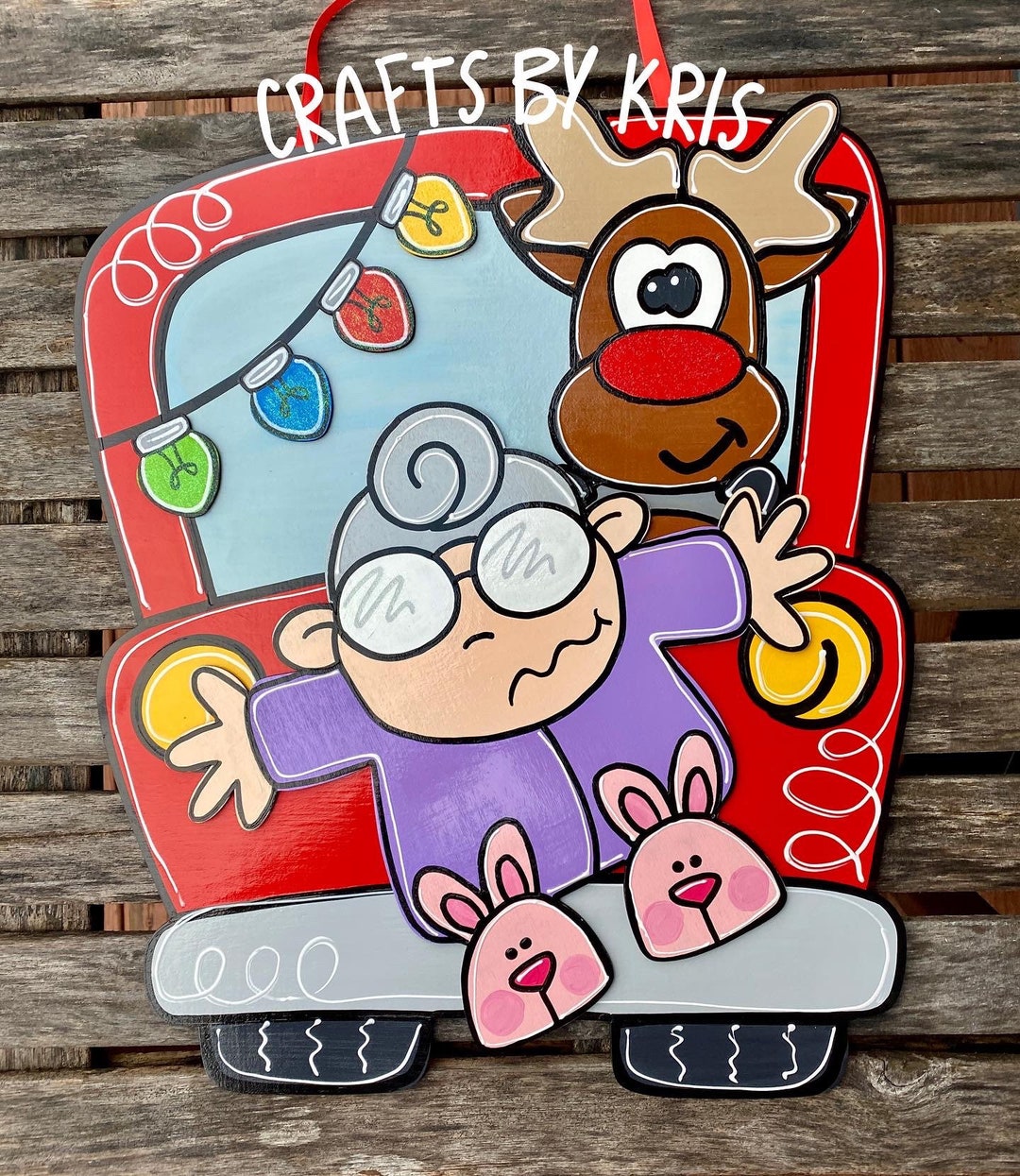 Christmas Door Hanger Sign, Reindeer Door Hanger Sign, Funny Christmas