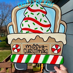 SALE Christmas door hanger, Christmas tree door hanger, snack cake sign, gingerbread door hanger, Christmas snack, sweet holidays