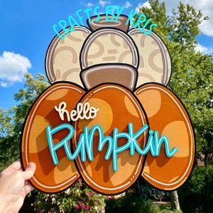 READY TO SHIP Pumpkin stack door hanger, pumpkin door hanger, hello pumpkin door hanger, fall decor, pumpkins decor, thanksgiving decor