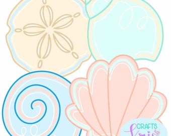 Modelo e arquivo digital SVG - Molde de conchas para artesãos, modelo de enfeite de porta de verão, modelo de enfeite de porta com tema de praia