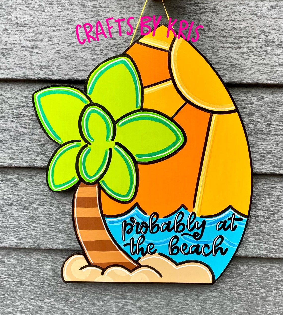 Probably at the Beach Handpainted Hanging Wood Sign Door Etsy