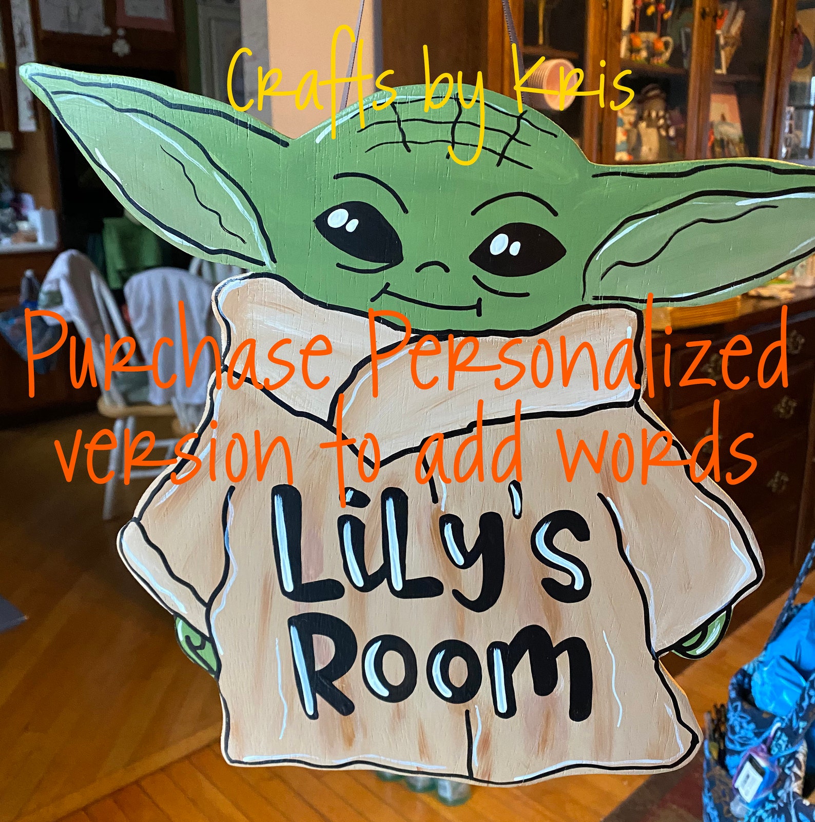 Handpainted Hanging Wood Door Hanger Sign Star Wars Baby Yoda Etsy