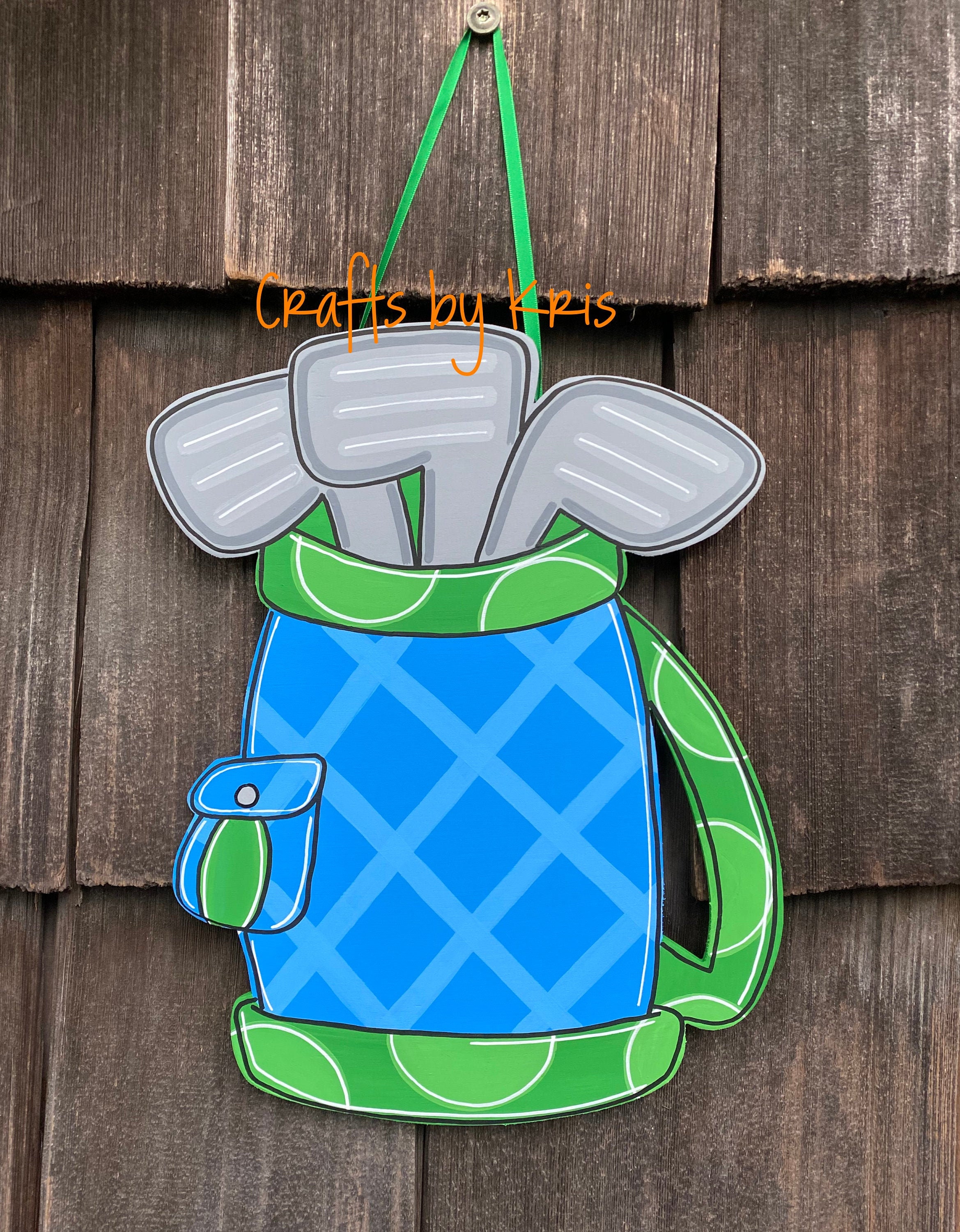Golf clubs bag handpainted wood sign door hanger sports team Etsy
