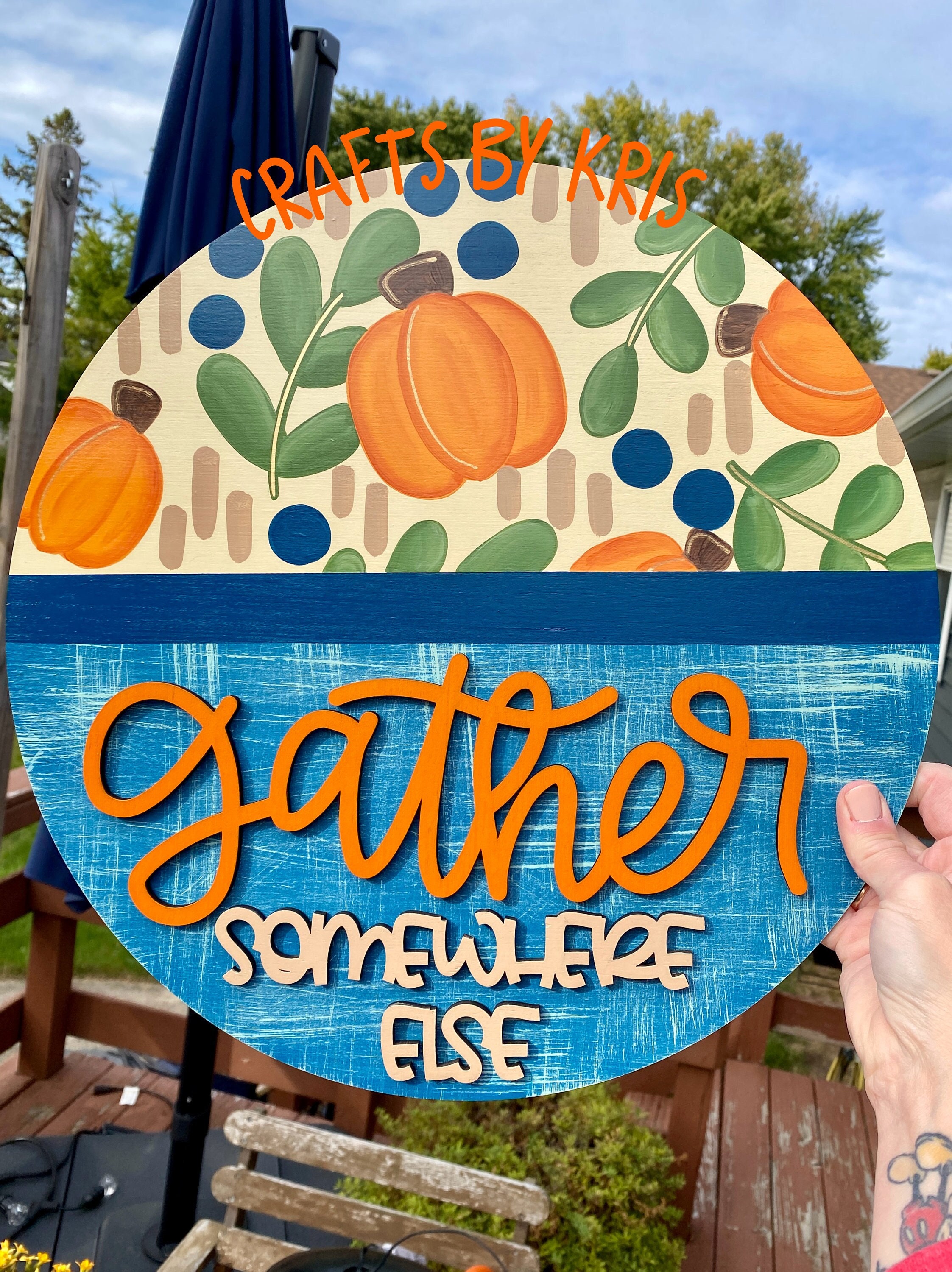 READY TO SHIP Thanksgiving door hanger, thanksgiving decor, thanksgiving dinner, fall door hanger, funny family gift, Gather somewhere else