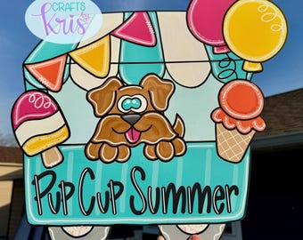 Summer door hanger, dog door hanger, ice cream door hanger, dog decor, summer decor, ice cream truck sign, summer dog sign