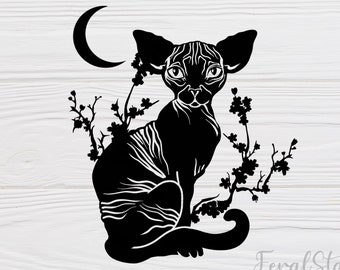 Sphynx cat SVG / Cat SVG cricut cutting file / pdf / png / digital download