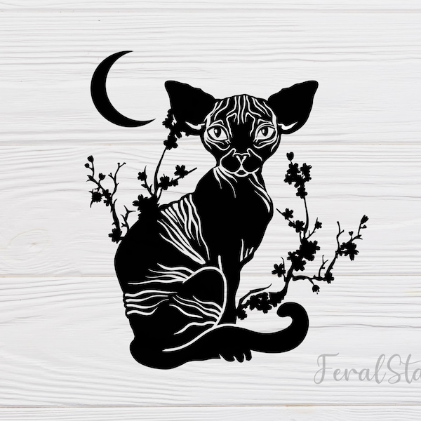 Sphynx cat SVG / Cat SVG cricut cutting file / pdf / png / digital download