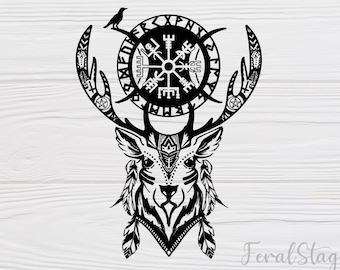 Stag SVG / Viking SVG / Antlers SVG /  Viking Compass  svg cutting file for cricut / Norse Mandala svg / png