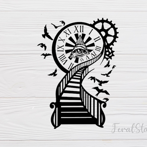 All-seeing eye SVG / Clock SVG / Stairs SVG / Tattoo svg / Gothic svg / pdf / cricut cutting file / png / digital download