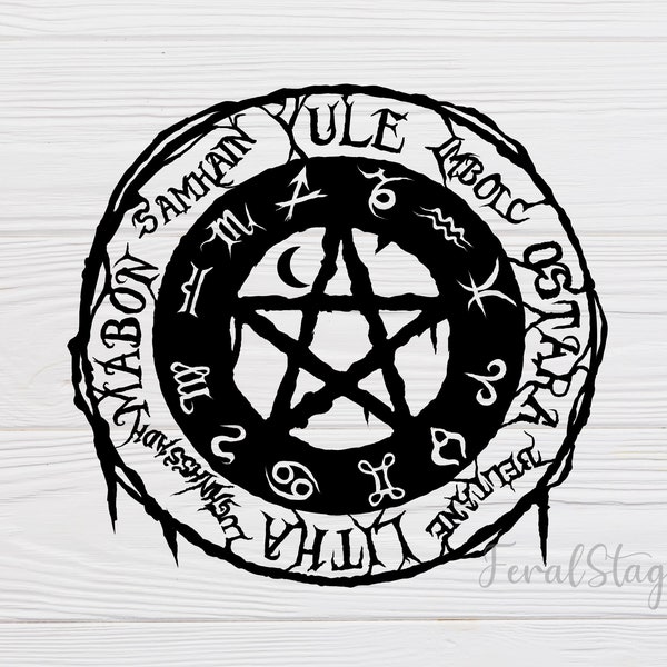 wicca SVG / pagan SVG / wheel of the year svg / calendar svg / pentagram svg / pdf / png / cutting file for cricut / digital download