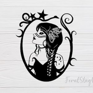 Moth girl SVG / death moth SVG / gothic SVG / pdf / png / cricut cutting file / digital download