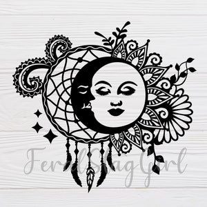 Moon and Sun SVG / Celestial SVG / Boho SVG / Cricut Cutting File / Digital Download