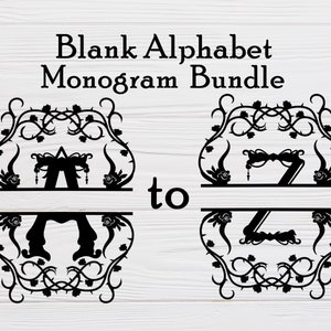 Split Letter Monogram SVG / Monogram Bundle SVG / Alphabet SVG / Blank Monogram svg / cricut cutting file / pdf / png / digital download
