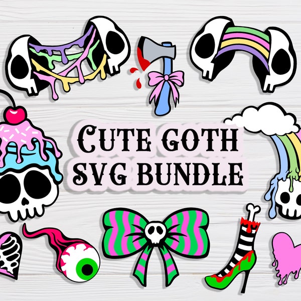 Cute Goth SVG Bundle / Layered Pastel SVG Bundle / png Bundle for Cricut / Cricut Digital Download