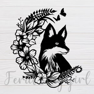 Fox SVG / Floral SVG / Forest Animal SVG / fichier de coupe cricut / pdf / png / téléchargement numérique