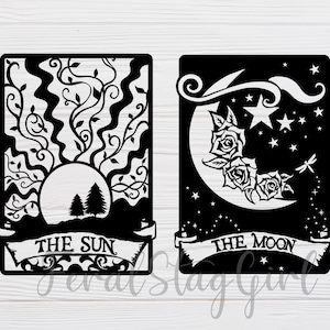 Tarot card SVG / The Sun SVG / The Moon SVG / Pagan svg / gothic svg / Cricut Cutting File / pdf / png