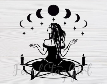 Witch SVG / Pentagram SVG / Gothic SVG / Pagan svg / pdf / png / cricut cutting file / digital download