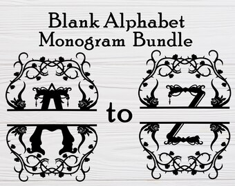 Split Letter Monogram SVG / Monogram Bundle SVG / Alphabet SVG / Blank Monogram svg / cricut cutting file / pdf / png / digital download