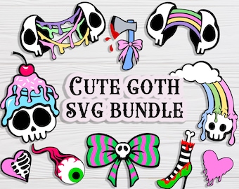 Cute Goth SVG Bundle / Layered Pastel SVG Bundle / png Bundle for Cricut / Cricut Digital Download