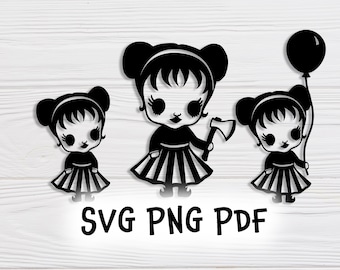Creepy Doll SVG Mini Bundel / Gothic Baby SVG / pdf / png / cricut snijbestand / digitale download
