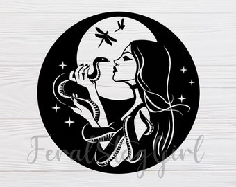 Snake Girl SVG / Snake SVG / Gothic SVG / Witch svg / Cricut Cutting File / pdf