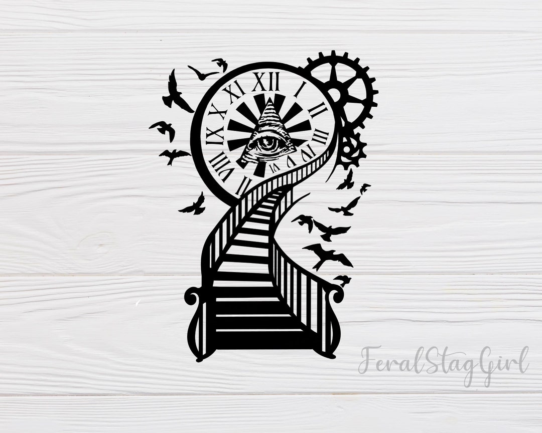 Tatuaje de reloj con escaleras hotsell