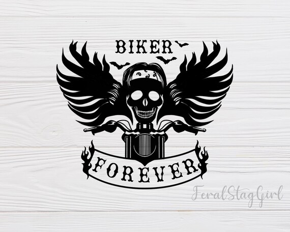 Biker SVG / motorbike SVG /  biker skull svg / cutting file for cricut / biker wings SVG / pdf / png