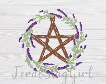 Floral Pentagram SVG / Lavendar Pentagram SVG / Floral Wreath svg / Wicca svg/ pdf / png / cutting file for cricut / digital download
