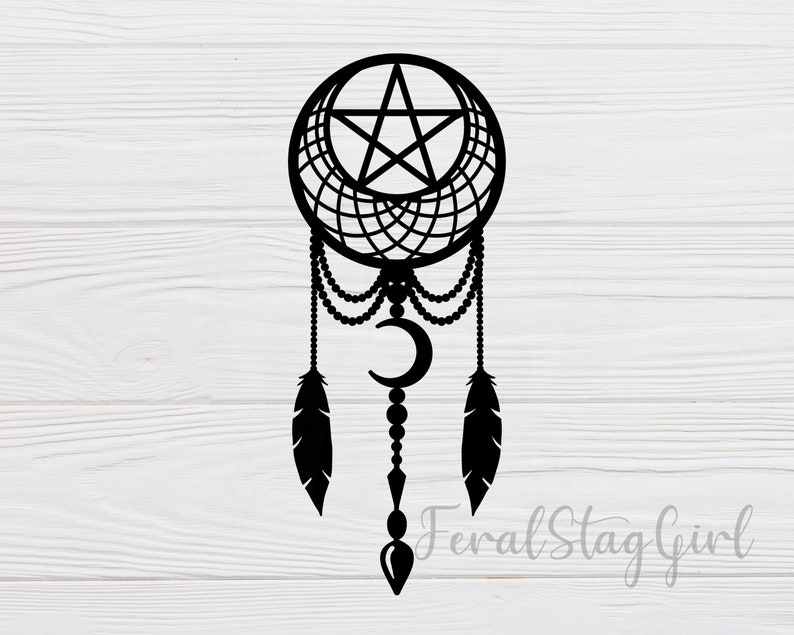 Pagan Dream Catcher SVG / Pentagram SVG / Gothic SVG / Cricut Cutting File / pdf / png / digital download image 1