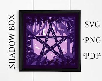 Pentagram Shadow Box SVG digital download / Witchy 3d Layered SVG / PDF / Paper Cutting Template / Cricut Cutting File