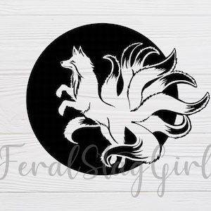 9-Tailed Fox SVG / Fox Spirit SVG / Chinese Fox SVG / Mythical svg / pdf / png / Cricut Cutting file / Digital Download
