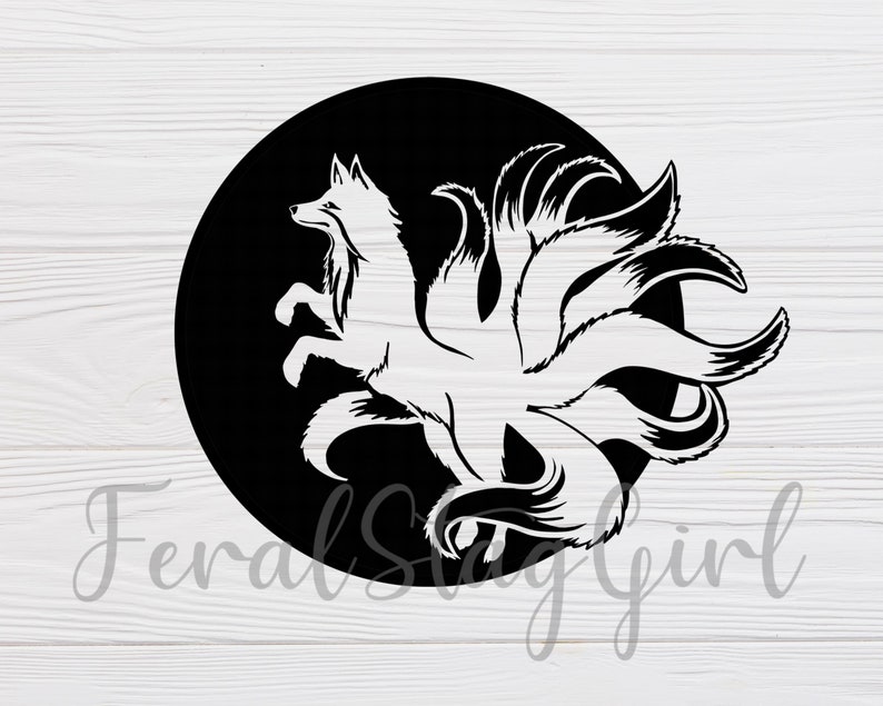 9-svansad räv SVG / Fox Spirit SVG / Kinesisk räv SVG / Mytisk svg / pdf / png / Cricut-klippfil / Digital nedladdning bild 1
