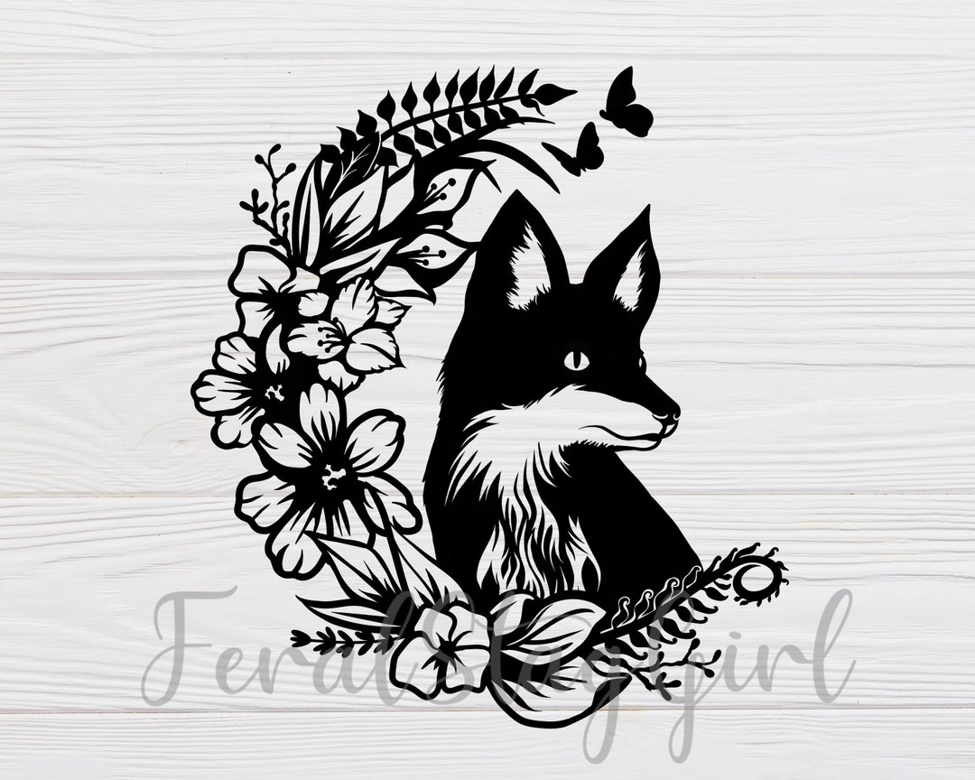 Fox SVG / Floral SVG / Forest Animal SVG / Cricut Cutting File / Pdf