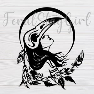 Raven Skull Lady SVG / Gothic SVG cricut cutting file / pdf / png / digital download
